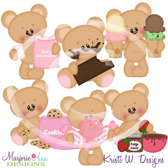 Marshmallow Bear Loves Sweets SVG Cutting Files Includes Clipart - Click Image to Close